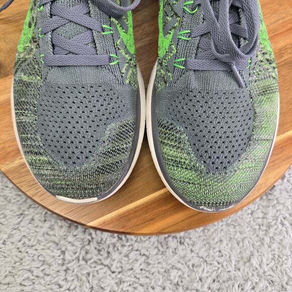 Nike Free 4.0 Flyknit Cool Grey Green Athletic Running Shoe Mens 11 717075-007 - Picture 6 of 14
